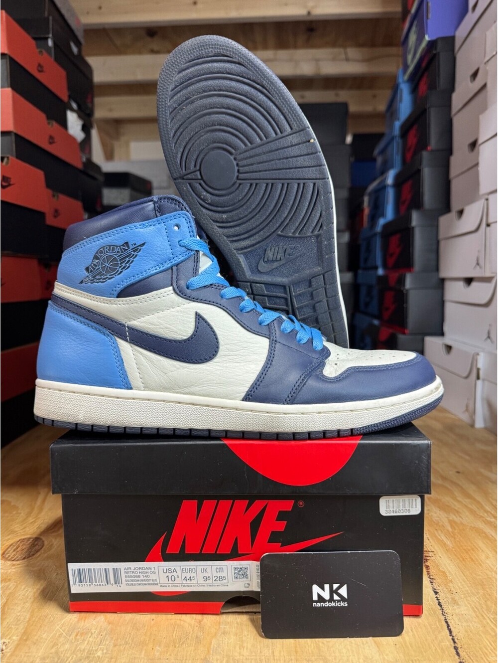 Air Jordan 1 Retro High OG 'Obsidian' **USED** 555088-140 MENS SIZE 10.5